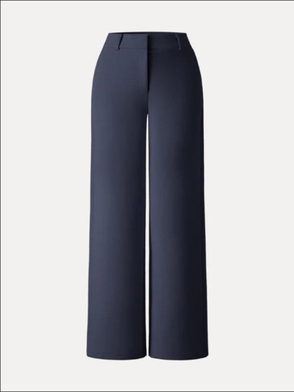 Stretchy Mid Rise Fly-Front Wide Leg Trouser